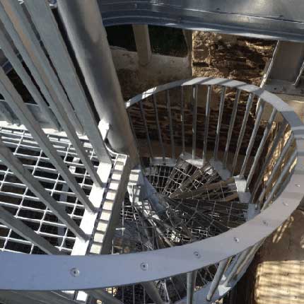 Metal steps at a UK concrete plant